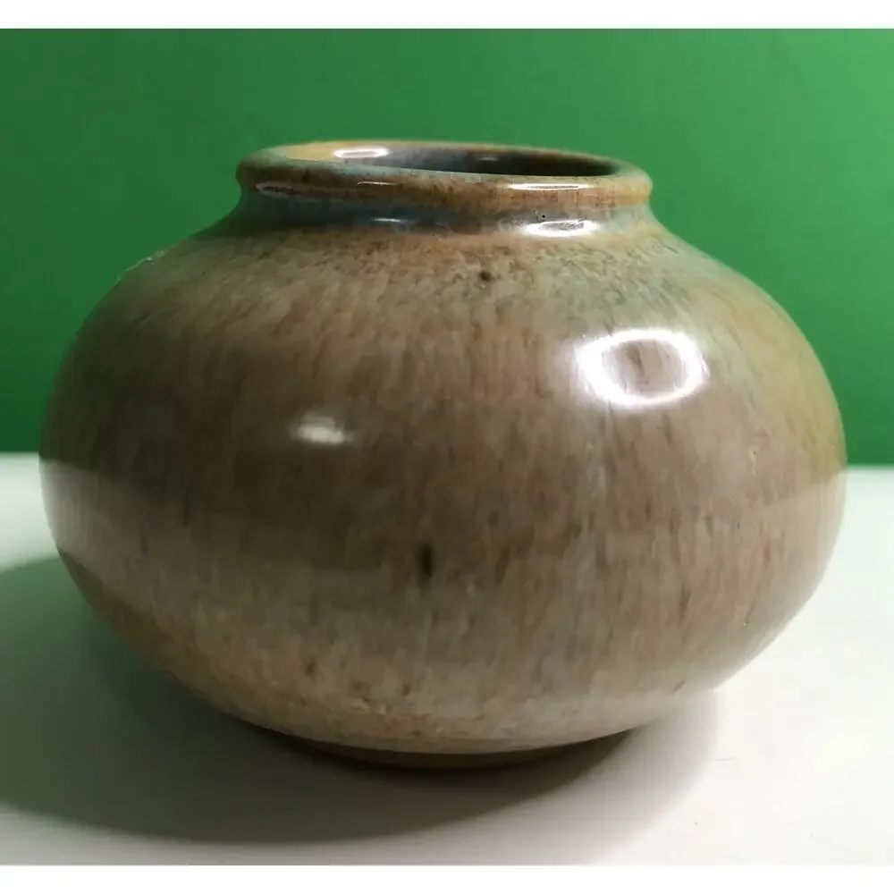 Vintage SHEARWATER Pottery Vase Jar Brown Blue Ocean Springs MS Mississippi
